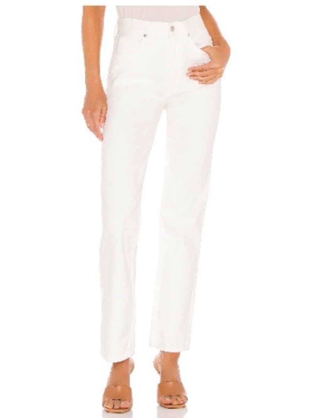 Citizens of Humanity White High-Rise Straight Leg Jeans
